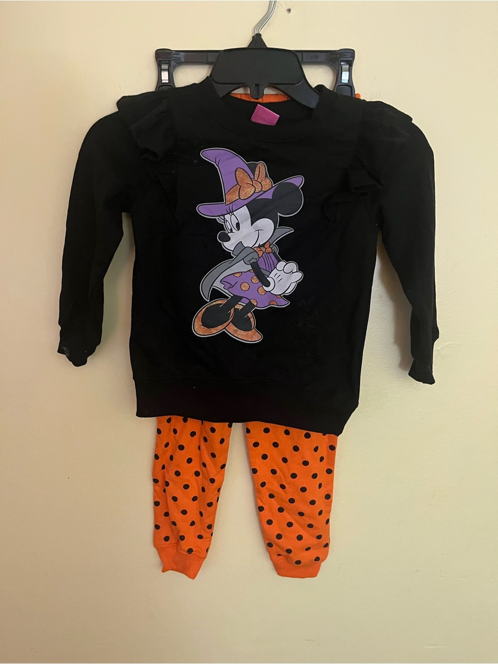 Disney Junior Minnie Mouse Black & Orange Halloween Kids Pants and Top Set 5T